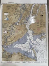 Nautical Map of The New York Harbor Laminated 23” X Series 29” Great for framing