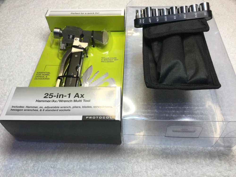 MULTI-TOOL & AX - 25 Tools in 1 + CASE & SOCKET DRIVER SET - Great GIFT!