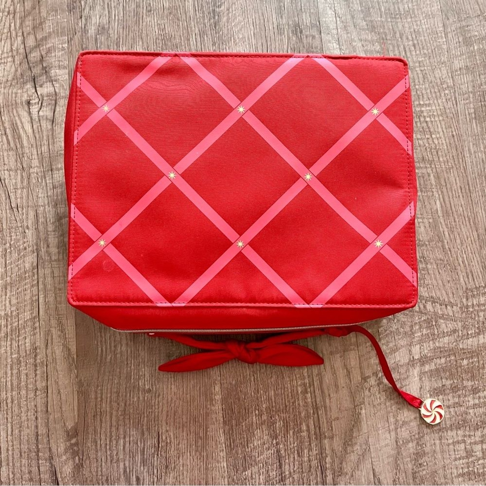 Estée Lauder Large Quilted Red & Pink Travel Cosmetic Bag