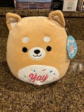 Squishmallows Angie Shiba Inu Dog 12" Plush, Yay Celebration BENT TAG
