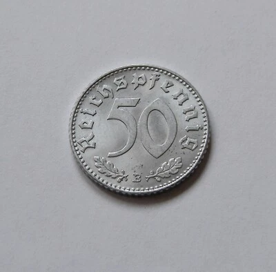 DRITTES REICH: 50 Reichspfennig 1943 B, J. 372, fast stempelglanz, II. - Bild 1 von 2