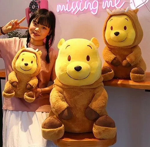 Stuffed Animals Pooh Plush Toys Cap Detachable Doll H35cm - Picture 6 of 8