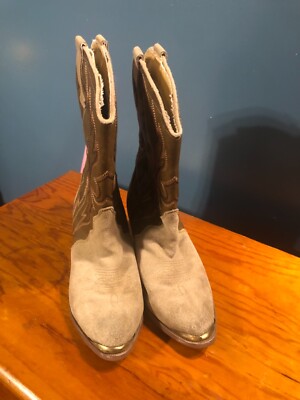 Vintage Dingo 5935 Gray 2 Tone Leather Pull On Cowboy Western Boots Men\'s Sz 9.5 SHABBY LEATHER BOOT – Dingo1969 main image 4