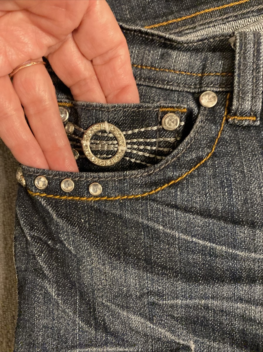 Sky Jeans Womens 5/6 Blue Denim Rhinestone Embellished Pockets