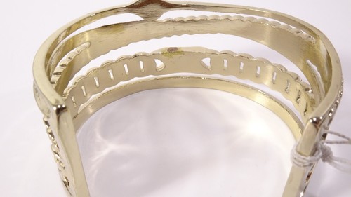Lee Angel Women's Gold Brass 4 Layer Chain Bar Wide Cuff Bracelet NWT 98 - Picture 4 of 5