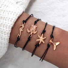 SEXY SPARKLES Stackable Bracelets Multilayer Boho Bracelet Sets Beads Metal Chai