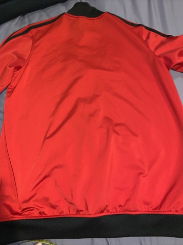 Adidas Track Jacket Boy’s XL Full Zip Red Black 3 Stripes Mock Neck Sz 18 - Picture 9 of 9