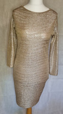 Influence London Gold Stretch Dress UK M Pre-Owned Party