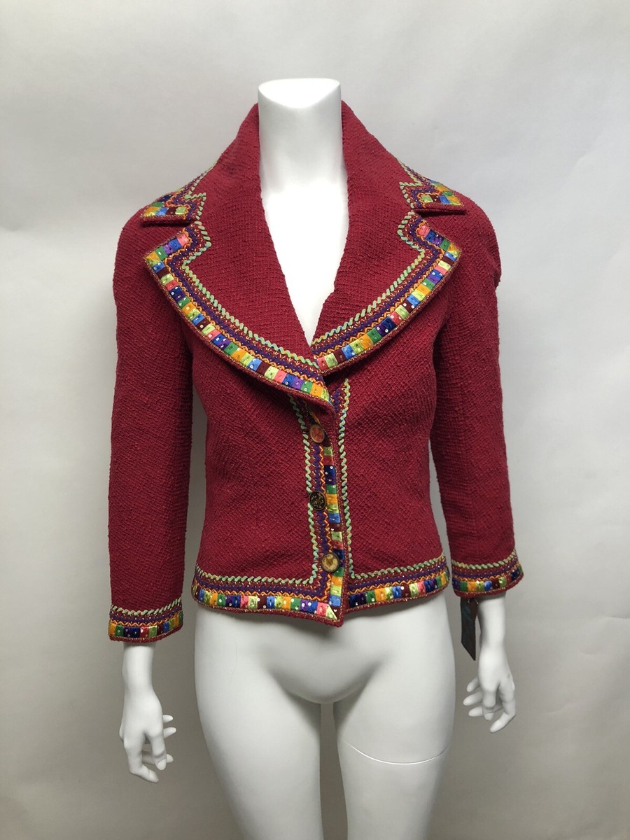 Vtg John Galliano by John Galliano Red Embroidered Jacket NWT