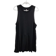 Free People Movement Dress Large Black Courtside Pleated Sheer Mesh Sleeveless 
