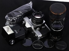 Praktica LTL 35mm Film SLR c/w SMC Takumar 55/1.8, 135/3.5 Lens  Flash Kit