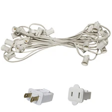 25ft C9 Christmas Light Stringer Indoor Outdoor Lighting Patio 25 Sockets White