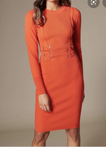 karen millen eyelet Orange Knitted 