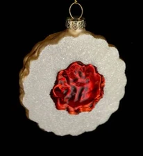 t22 BLOWN GLASS LINZER~JAM COOKIES~FOOD~FOODIE CHRISTMAS ORNAMENT~SWEET TREATS~N