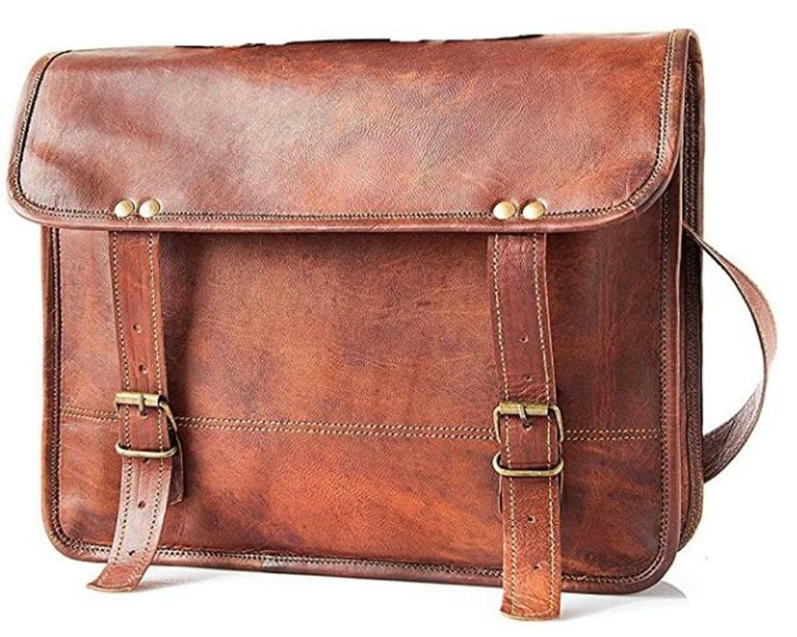 Vintage Genuine Leather Laptop Messenger Satchel Bag
