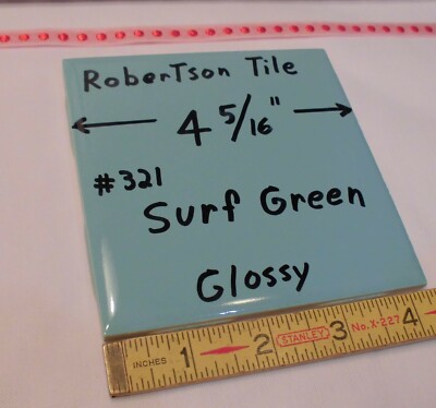 Vintage 4.25-Inch Blue Ceramic Wall Tile By Robertson Art Tile Co. - Salvaged & Reclaimed Solid Color Tile