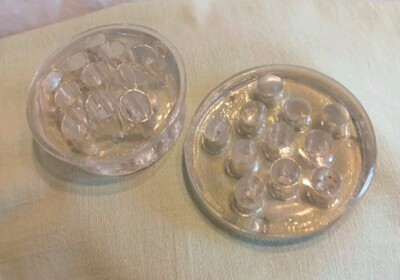 2 Vintage Clear Glass Flower Frogs