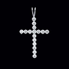 2 Ct Round Cut Moissanite Cross Pendant For Women's In 14K White Gold Plated