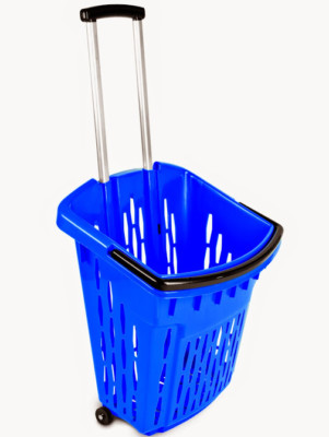 Value Plastic Shopping Trolley Basket (38L) On Wheels