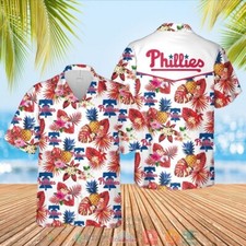 Philadelphia Baseball Team Philliess Hawaiian Button Down Full Size S-5XL