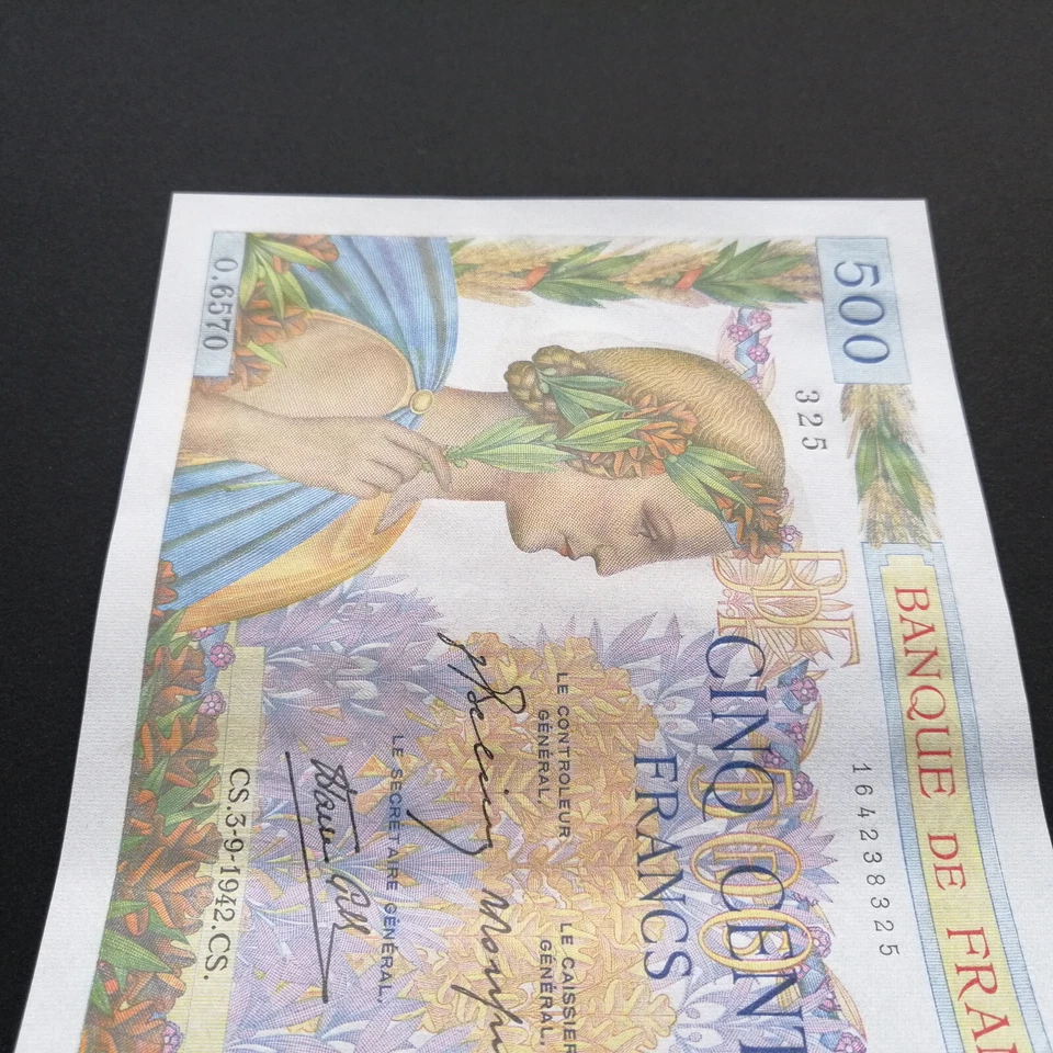 FRANCE 500 FRANCS 1942  "La Paix"  P-95b   UNC - Image 3 of 4