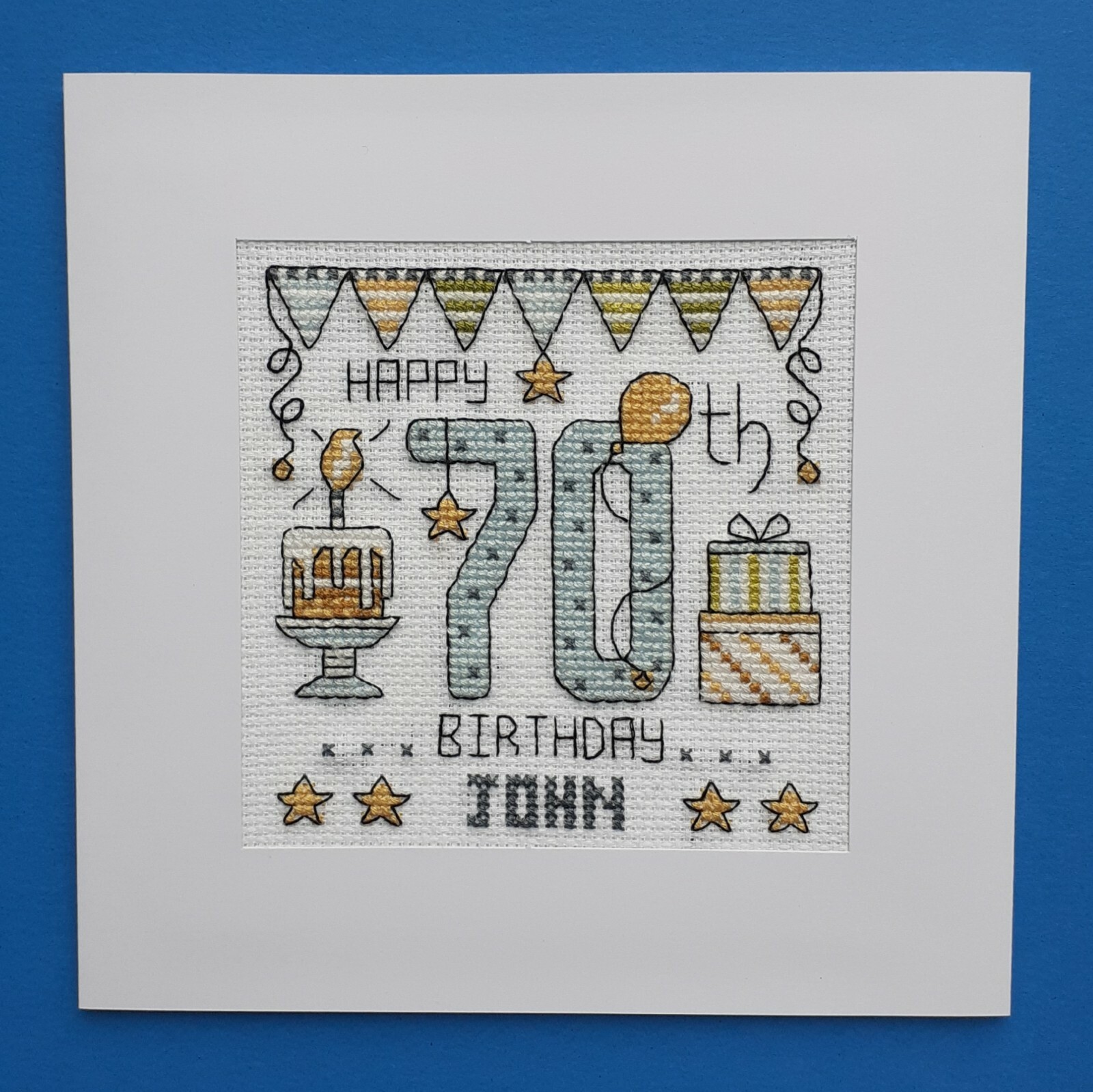 Happy 70th Birthday cross stitch card kit