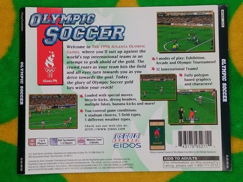 Arte de portada de fútbol olímpico Sony PlayStation 1 solamente - Imagen 3 de 3