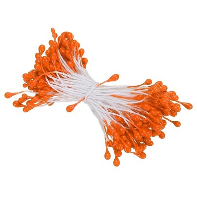 3mm Double Heads Flower Stamen, 150 Pcs Artificial Flower Stamen Pistil, Orange