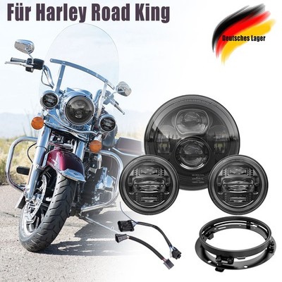 Für Harley Road King 7'' LED Scheinwerfer 2X 4.5'' Passleuchten mit Halterungen