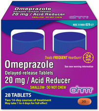 Omeprazole Delayed-Release Tablets, 20Mg Acid Reducer, Treats Frequent Heartburn