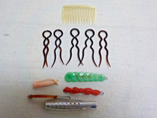 Lot Of 11 Vintage/Antique Hair Comb/Barrette Holders/Doll Curler/Bob Pins