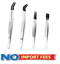 4pcs Tweezers with Rubber Tips, Stainless Steel Coated Tweezers Tools Includes S