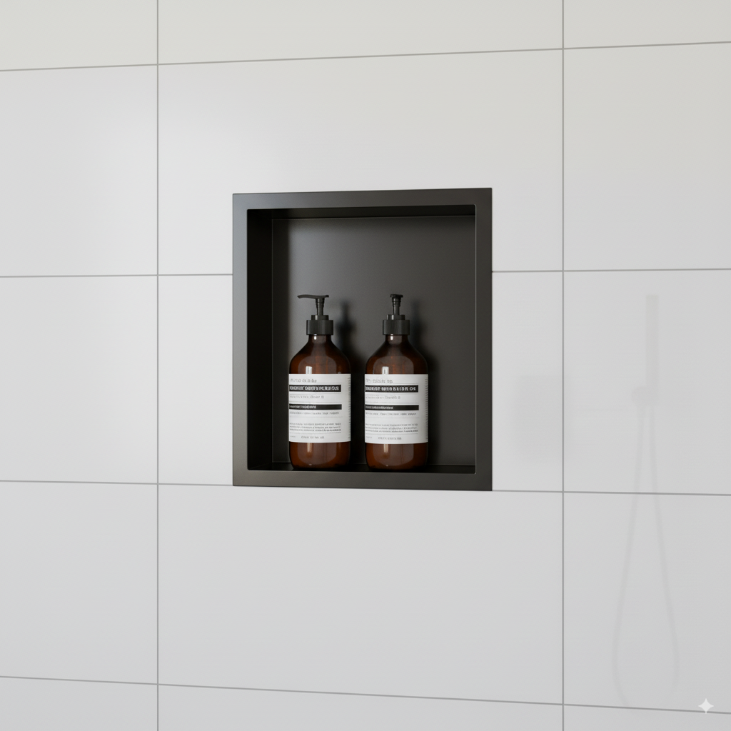 30cm Bathroom Shower Niche 304 Stainless Steel Recessed Storage Shelves Black