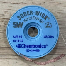 Chemtronics 60-4-10 SODER-WICK No-Clean Desoldering Braid, 0.110" x 10 ft, #4
