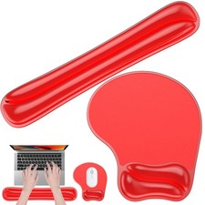 Gel Mouse Pad Keyboard Wrist Rest Set Ergonomic Support Red Cooling Gel