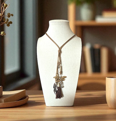 CHICOS Gold & Silver Tone Tassel Dragonfly Pendant Adjustable Necklace