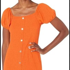 Women's Tommy Hilfiger Orange puff sleeve square neck casual stretch dress sz M