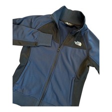 The North Face Womens Track Jacket Navy Blue Black Full Zip Mock Neck Medium
