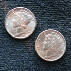 1945 and 1945 Mercury Dime BU Lot of 2 Coins