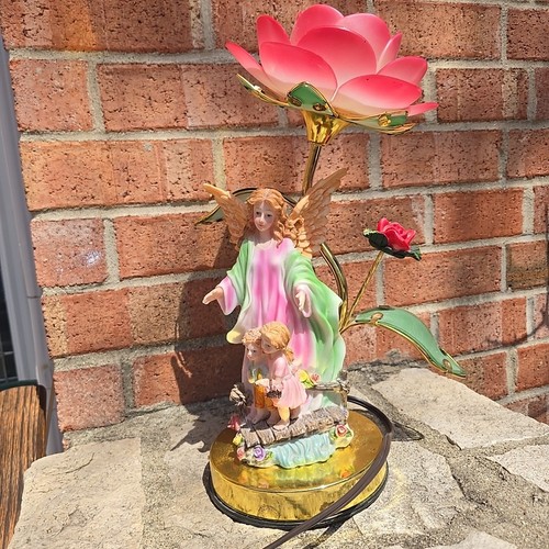 Vintage Resin Fairy Angel Brass Glass Lamp RARE - Picture 23 of 24
