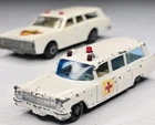 2 Matchbox Cadillac Ambulance & Superfast Mercury Police Car Vintage Original