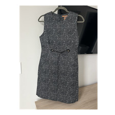 Tory Burch Black & White Tweed Sheath Dress Sleeveless Knee Lined Zip 8