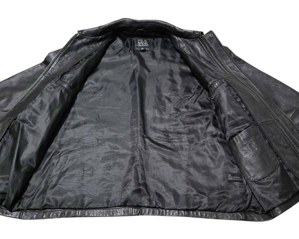 Jos A Bank Mens Leather Jacket Size  Large Executive Collection Black  - Image 3 of 4