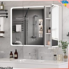 LED Lighted Medicine Cabinet With Mirror Large 3 Doors Medicine Cabinet Bathroom