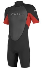 Youth Reactor-2 2mm Back Zip Short Sleeve Spring Wetsuit, BLK/Red/BLK Size 8