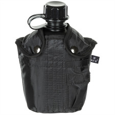 MFH US Army Plastic Canteen 1L with Screw Cap Outdoor Black