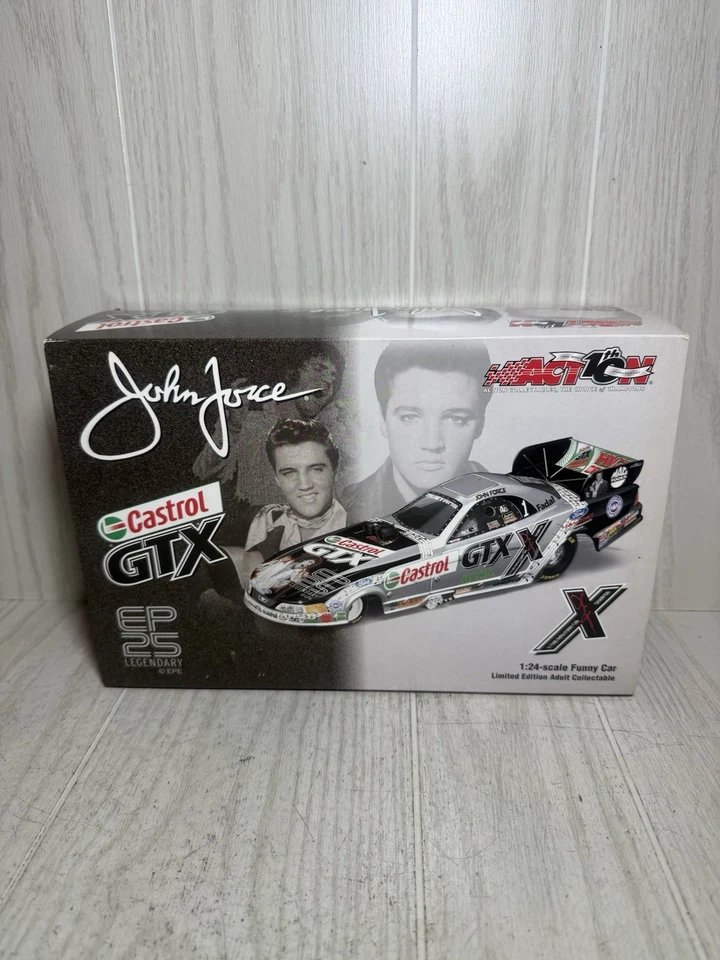 Coche divertido Mustang John Force Castrol GTX Elvis 25 aniversario 2002 nuevo en caja Foto 3 de 4