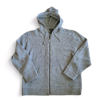 Structure Zipper Cardigan Hoodie Sweater Men's 2XL XXL 100% Lambs Wool Vintage