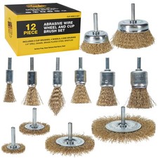 12-piece Abrasive Brass-coated Wire Wheel Cup End Brush Set 14 Drill Shank