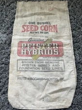 VINTAGE Pfister Hybrids 1 Bushel Burlap Seed Corn Sack Hybrid Feed Growers 56 Lb